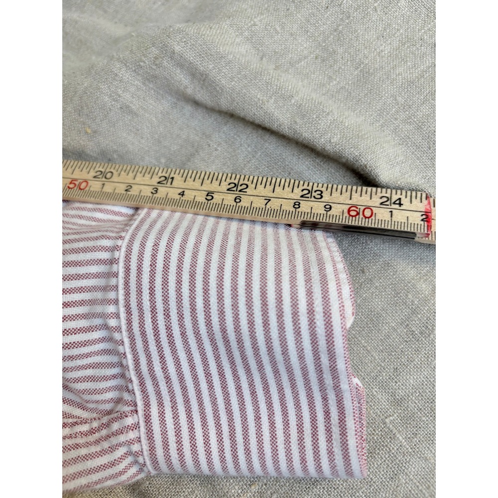Tommy Hilfiger Mens Red White Striped Button Down Shirt Crest Logo Large L - Picture 7 of 10